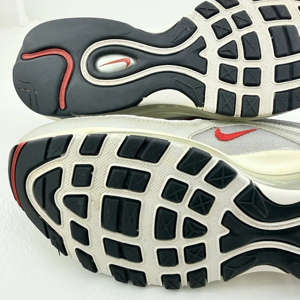 Nike Air Max 97 Silver Grey Red 844421-001 Mens 8.5 UK 7.5 EU 42 Sneakers